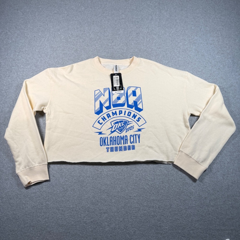 Independent Trading Co Oklahoma City Thunder Cropped Sweatshirt Bone Blue Medium